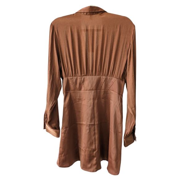 Urban Outfitters Phoebe Corseted Brown Shirt Dress Size Large - Picture 3 of 6